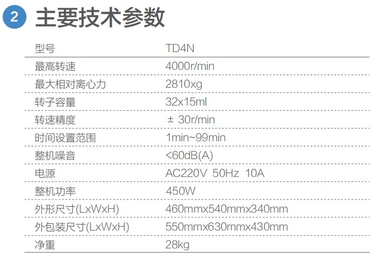 TD4N離心機(jī)技術(shù)參數(shù)